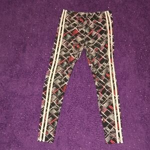 No Boundaries Plaid Leggings with Stripes - Black, Pink, White